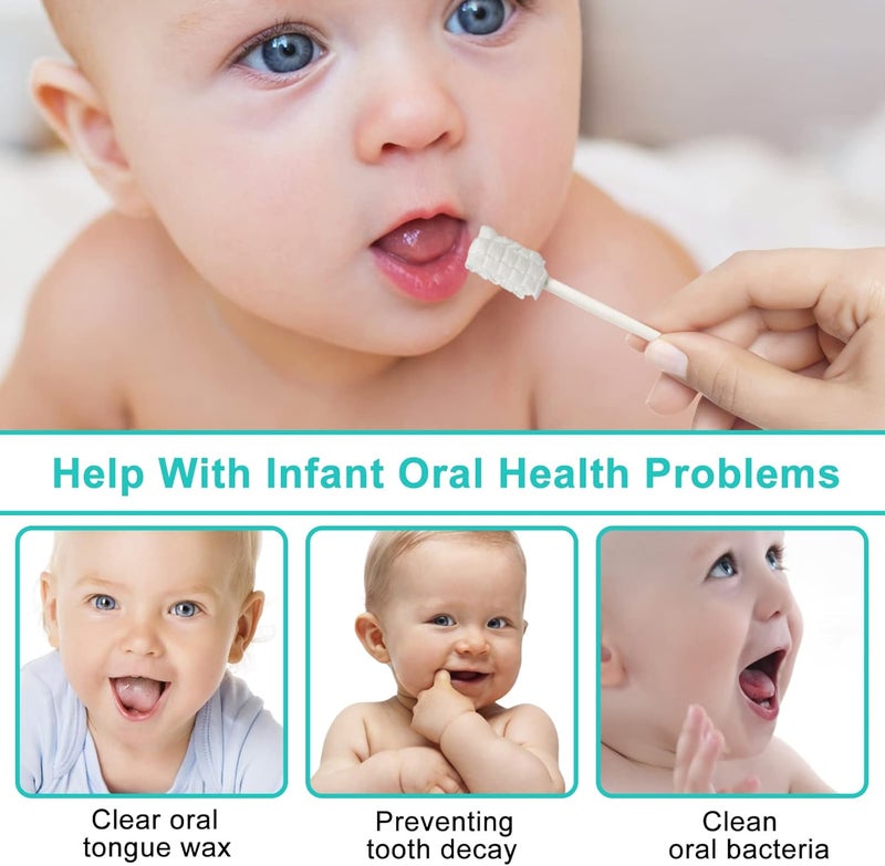 JJOVCE Baby Tongue Cleaner,Disposable Baby Mouth Cleaner, Soft Gauze Toohthbrush Newborn Oral Cleaning Stick Dental Care for 0-36 Month(200) - Image 3